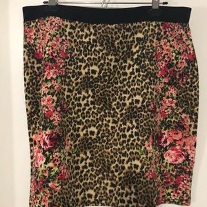 Stretchy floral animal print skirt